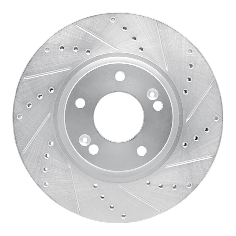 Hyundai AZERA Brake Rotor (1) - Front Right - R1 Concepts - Drilled & Slotted - Silver - `04-`11